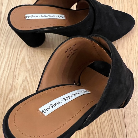 [NWOT] & Other Stories Black Suede Block Heel Mules - Picture 4 of 4